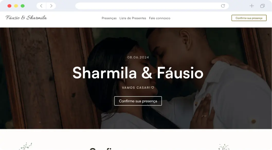 Screenshot da sobre as mensagens recebidas do casamento de Sharmila e Fáusio