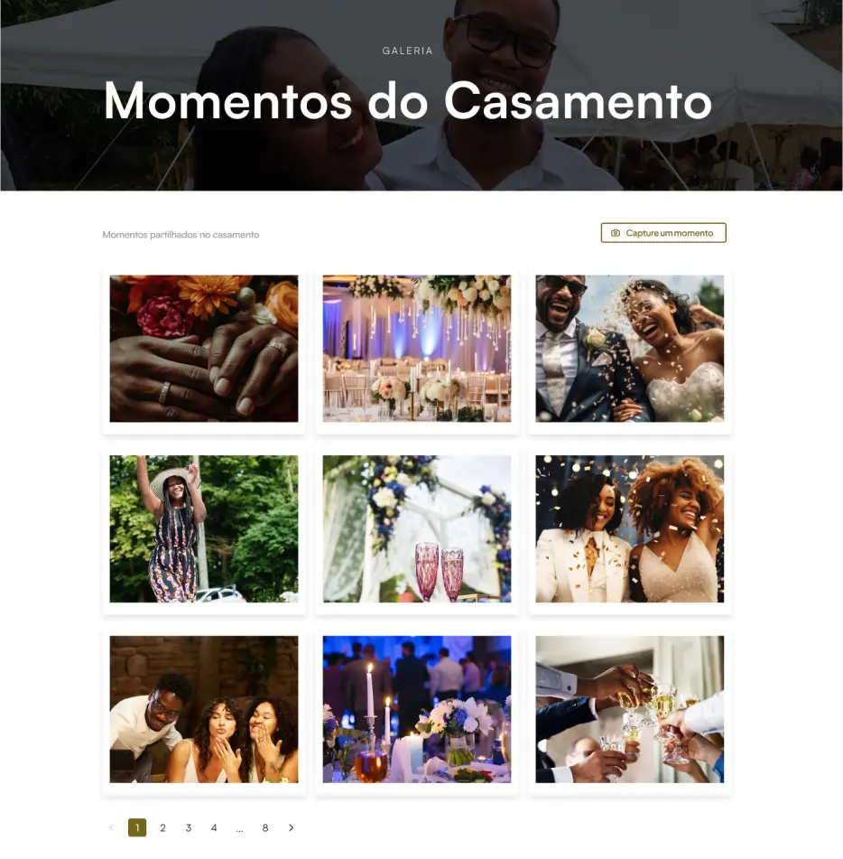 Screenshot da lista sobre os momentos do casamento de Sharmila e Fáusio